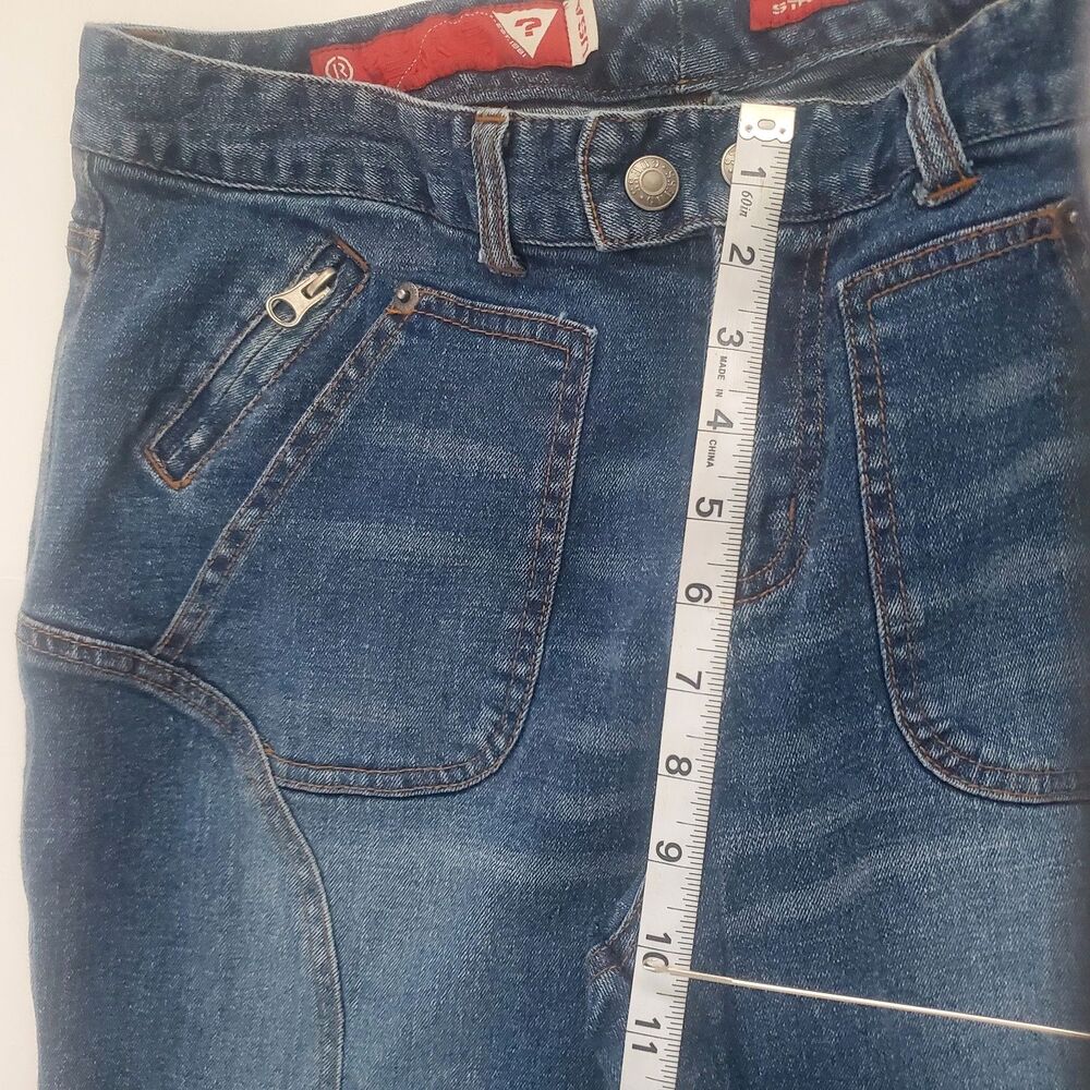 VTG GUESS Women's Jeans Size 34 Medium Wash Seamed Y2K Raw Hem Stretch Cropped - Picture 9 of 12